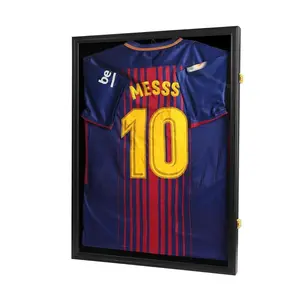 Jersey Frame Display Case Lockable UV Protection Shadow Box for Football Basketball Baseball Soccer Hockey Sports Shirt-Memorabilia Autograph Uniform Wall Mountable Black Wood(GoldLock)