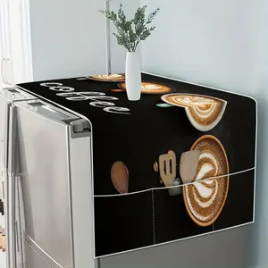 1 piece of coffee latte digital printing pattern four-season universal refrigerator cover, refrigerator cover with storage bag can solve storage problems, suitable for refrigerators and washing machines