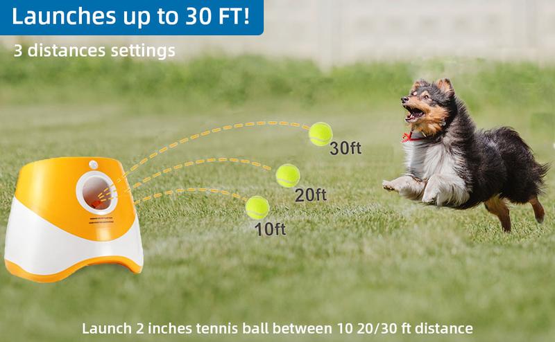 Automatic Dog Ball Launcher with 3 Mini Tennis Balls (2 Inch), 3 Adjustable Distances, Small & Medium Dogs Interactive Toy for Indoor Outdoor Play Durable Chew Automatic Dog Ball Launcher with 3 Mini Tennis Balls (2 Inch), 3 Adjustable Distances, Small & Medium Dogs Interactive Toy for Indoor Outdoor Play Durable Chew