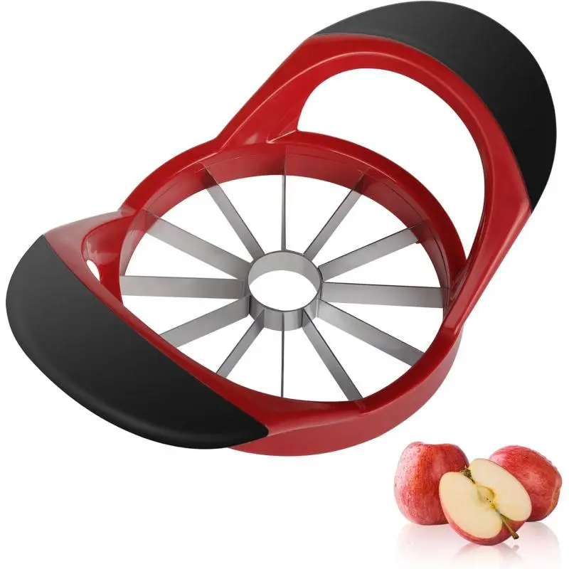 Stainless Steel Apple Cutter & Corer, 1 Count 12 Sharp Blades Fruit Apple Slicer with Anti-slip Handle, Kitchen Gadgets for Home Dining Room Picnic