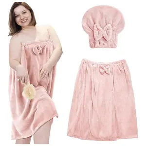 Plus Size(XXXL-XXXXL) Bath Skirt & Shower Cap Set, 2 Counts/Set  Adjustable Bath Skirt & Shower Cap, Thickened Bath Skirt, Ideal for Home Use, Travel, Sauna, and Spa, Womenswear