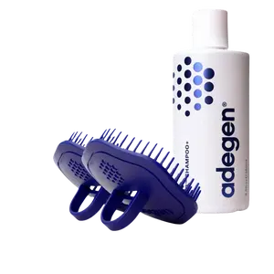 ADEGEN Healthy Hair Bundle - ARB Shampoo & Scalp Massage Brush Set for Ultimate Scalp Health & Hair Revitalization with Caffeine Zinc & Niacin - Bath