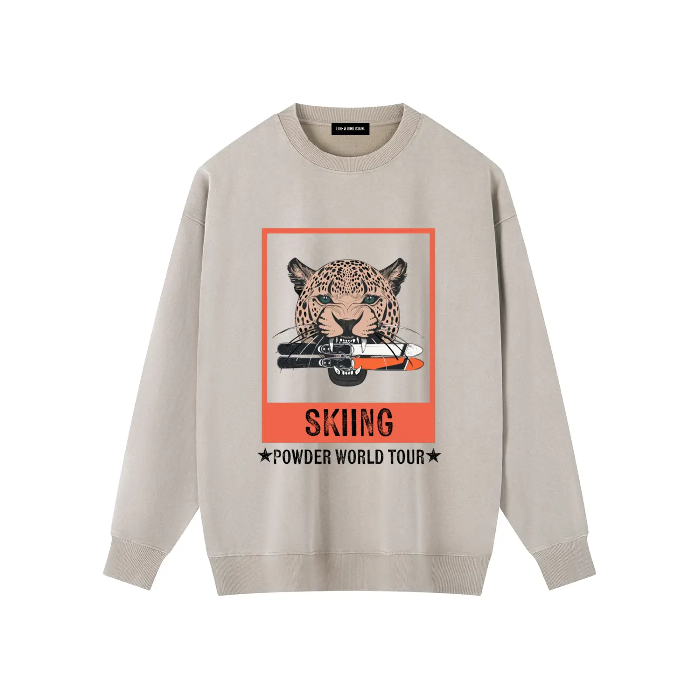 Vintage Skiing Powder World Tour Jaguar Crewneck Sweatshirt
