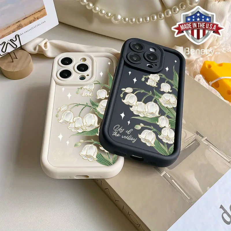 Lily of the Valley TPU Cellphone Cover - Shockproof, Anti-Drop, Raised Edges Fully Wrapped Camera Protection, Precise Cuts Multi-Model Accessory for iPhone Xs Max,11-16,Plus,Pro,Max - Ideal Birthday Gift