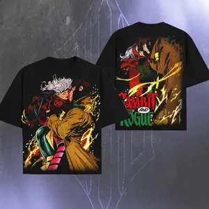 GGambit x Rogue - Heroes MMCU Edition Double Printed Oversize Lightweight TV series Vintage Graphic Design Top Cotton Comic Movie Superheroes Streetwear T-Shirt Clothes Menswear Womenswear.