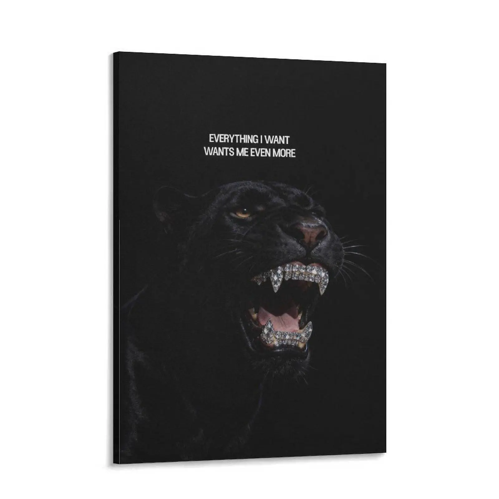 Black Panther Canvas Wall Painting, Luxury Animal Poster, Motivational Text Decor, Multi-Size Customizable Modern Dark Aesthetic Decoration for Home, Office, Ideal Gift