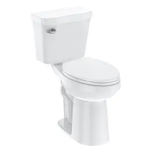 GARVEE Two-Piece Toilet, Elongated ADA 21” High Toilet for Bathrooms, Ceramic and Plastic Lid Raised Toilet, Soft Close Seat, Side Press Flush Split Toilets (Elongated)