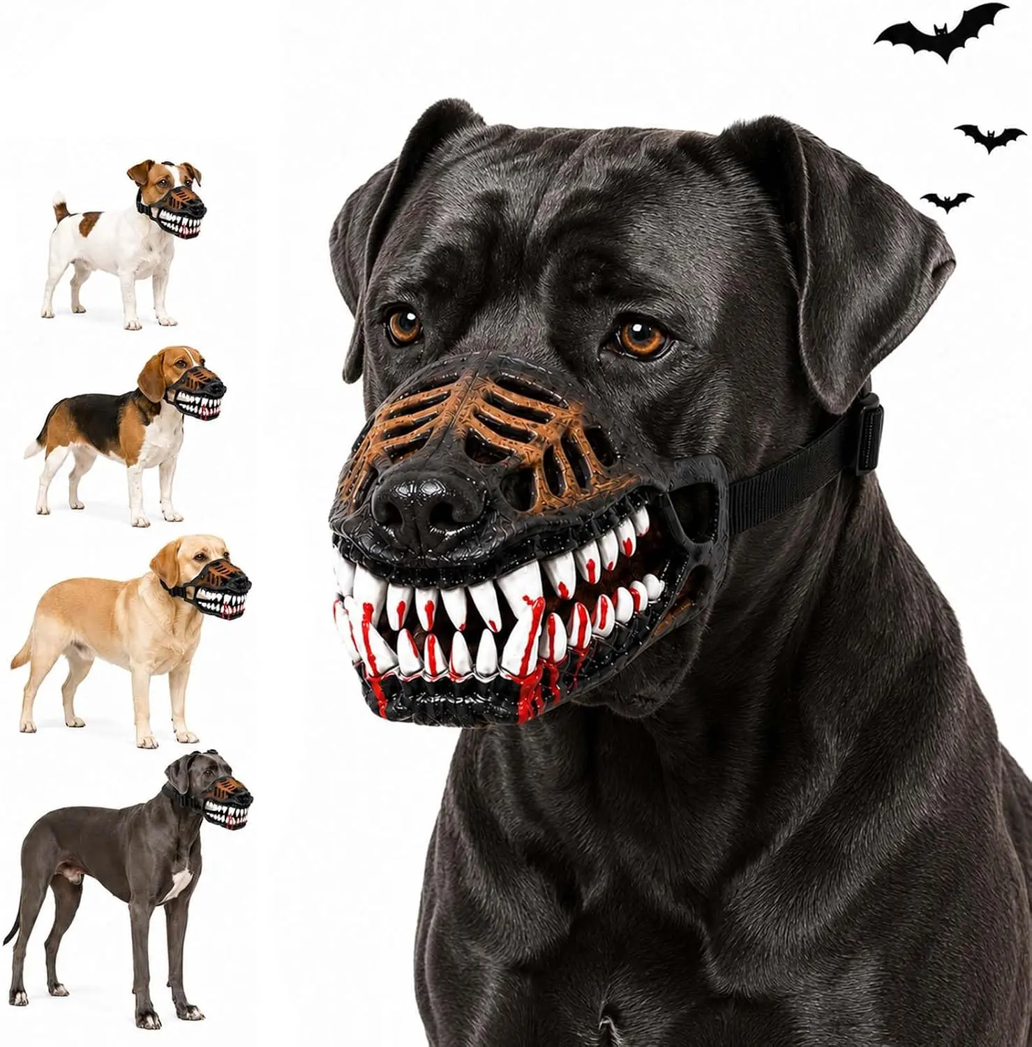 Pet Supplies, Halloween Dog Muzzle, Hell Hound Monster Muzzle, Scary Dog Mask With Bloody Red Teeth, Adjustable Monster Dog Muzzle for Halloween Parties & Costume Events   Halloween Photo Prop for Medium Large Dogs