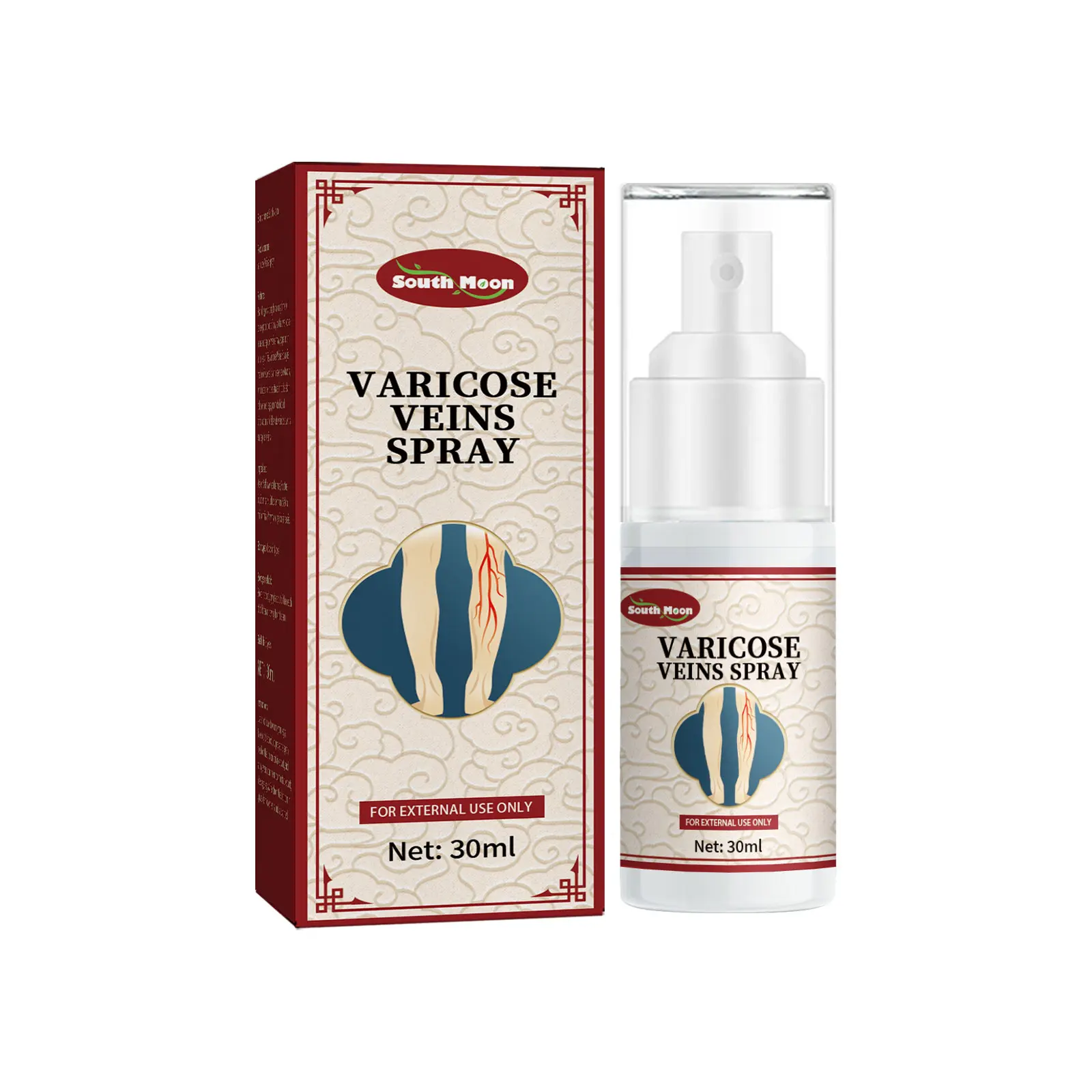 Varicose Veins Spray 30ml - Natural Soothing Formula for Leg Vein Care, Improves Circulation, Relieves Heavy & Tired Legs, External Use Vein Treatment Spray