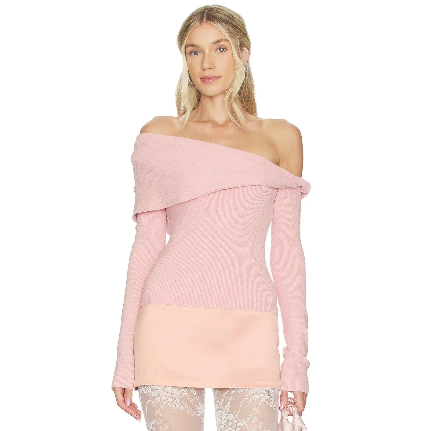 Lovers and Friends Arya Off The Shoulder Sweater in Pink
