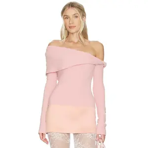 Lovers and Friends Arya Off The Shoulder Sweater in Pink