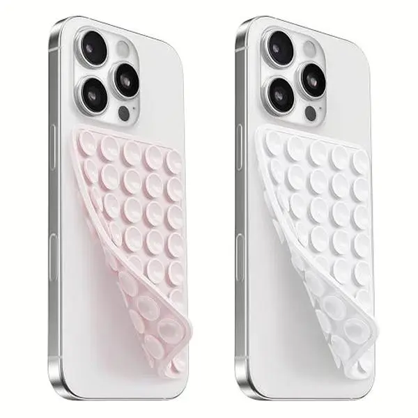 Silicone Suction Cup Phone Case Mount, 2 Pack Double-Sided Phone Holder Mount, Hands-Free Strong Grip Holder for Selfies and Videos, Phone Accessory