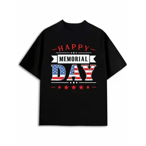 American flag men's pure cotton T-shirt, black, printed pattern, cool and lightweight, suitable for summer sports and leisure wear, spring and summer hip-hop street style, comfortable to wear during sports.