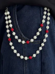 Punk Style Rosary Pocket Chain, Disco Ball Beads Design, Layered Pendant & Diamond Edges, Perfect Bag & Belt Accessory, Gothic Jewelry, Modern Versatile Accessories