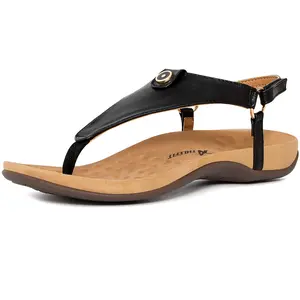 Athlefit Women's Comfortable Orthopedic Sandals Thong Dressy T-Strap Orthotic Casual Summer Arch Support Sandals Walking Shoes Girl Footwear Nail