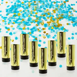 8 PCS Confetti Poppers Cannons for Gender Reveal Wedding Birthday Graduation Baby Shower Anniversary Christmas New Year's Kids Fun Party Supplies Decorations and Favors (Blue + Gold)
