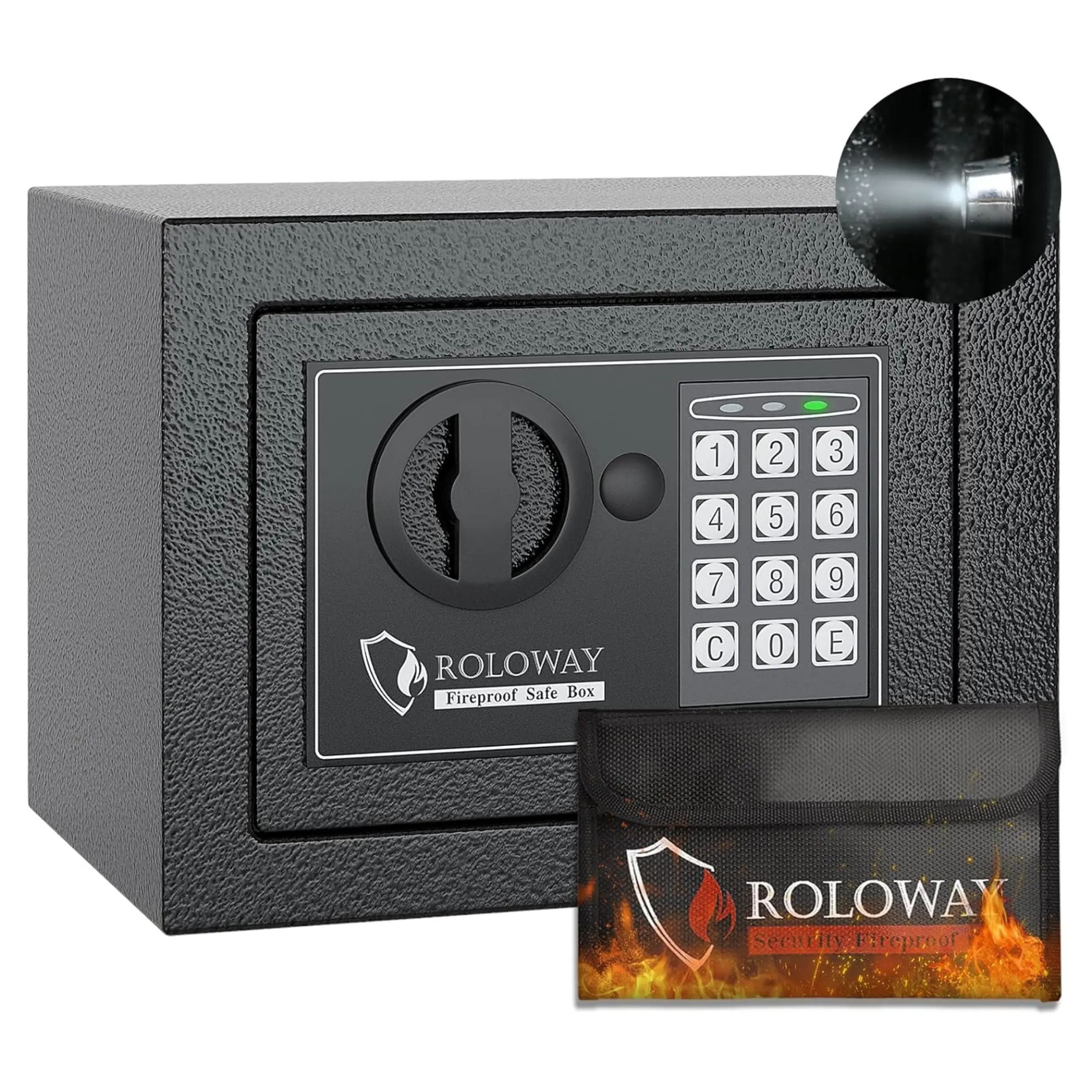ROLOWAY Steel Money Box (0.23 Cublic) with Keys for Home with Fireproof Money Bag for Cash Hidden safebox bedside safe