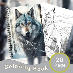 Forest Wolf King Coloring Book, Spiral Bound, Relieves Anxiety, 21x29.7 Cm, Drawing Supplies, Back-To-School Gift, Party Gift, 220 Pages