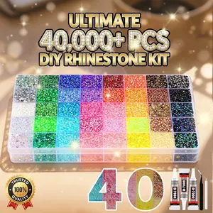 40000Pcs 3mm Resin Jelly Flatback Rhinestones Kit with Tools and Tweezers for DIY Bedazzling, Tumblers, Shoes and Crafts