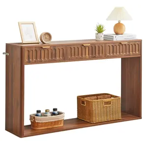 Giratree 51.18‘’ Entryway Table with Storage, Narrow Console Table with 3 Drawers, Couch Table Behind Sofa Long for Living Room TV, Hallway Entrance Foyer, Mid Century Farmhouse Sofa Table