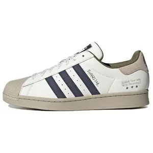 Adidas Originals Superstar Suede Low-Top Casual Sneakers for Men and Women in White Gray Blue Verifiable, with credentials and supporting global authentication