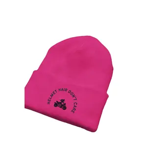 Helmet Hair Don't Care | Motorcycle Knit Beanie | Neon Beanie | Winter Hat | Motorcycle Girl | Gifts for Her