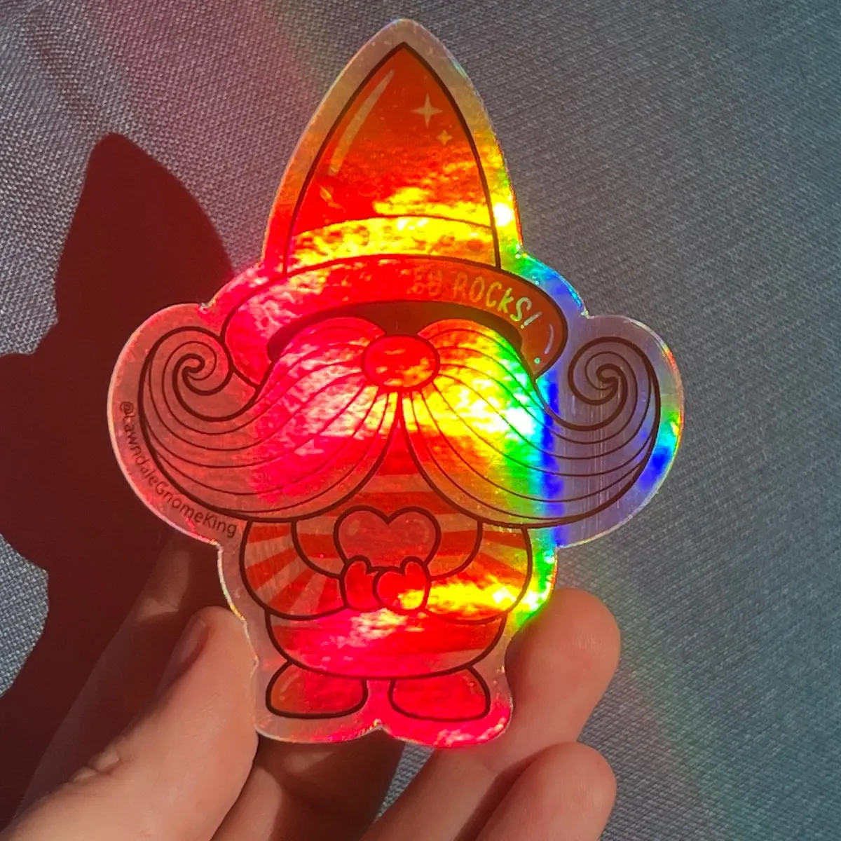 Holographic Door County Rocks Gnome Sticker Colorful Gift