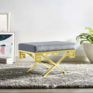 Modway Rove Velvet Performance Velvet Bench in Gold Gray