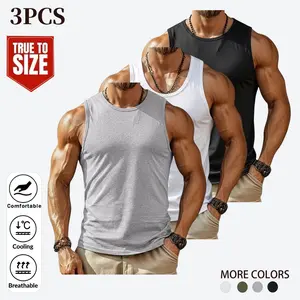3pcs Summer Fashion Fitness Muscular Men'S Athletic Vest Breathable Sweat-Absorbing Loose Training Sleeveless Quick-Dry Basketball Top, Sweat-Resistant