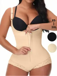 Colombian Faja Seamless Women's Shapewear, Plain Sexy Bodycon Tight, Butt Lifter Waist Trainer, Zipper, Detachable Adjustable Straps, Invisible Under Clothes，Faja Body Control abdomen Levanta glúteos Sin costuras Cremallera Ajustable, Underwear