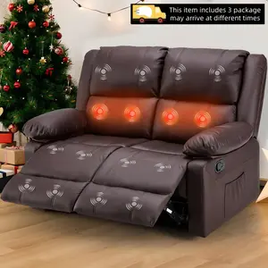 【3 Packages arrived at different times】YODOLLA Reclining Sofa with Massage&Heat Function, Wall Hunger Recliner Couch 1-Seat/2-Seat/3-Seat Manual Faux Leather RV Sofa Couch, Home Theater Seating