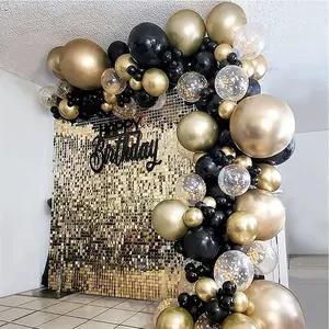 Black Gold Confetti Balloon Garland Arch Kit for Kids Birthday Anniversary Graduation New Year Party Decor Decoration