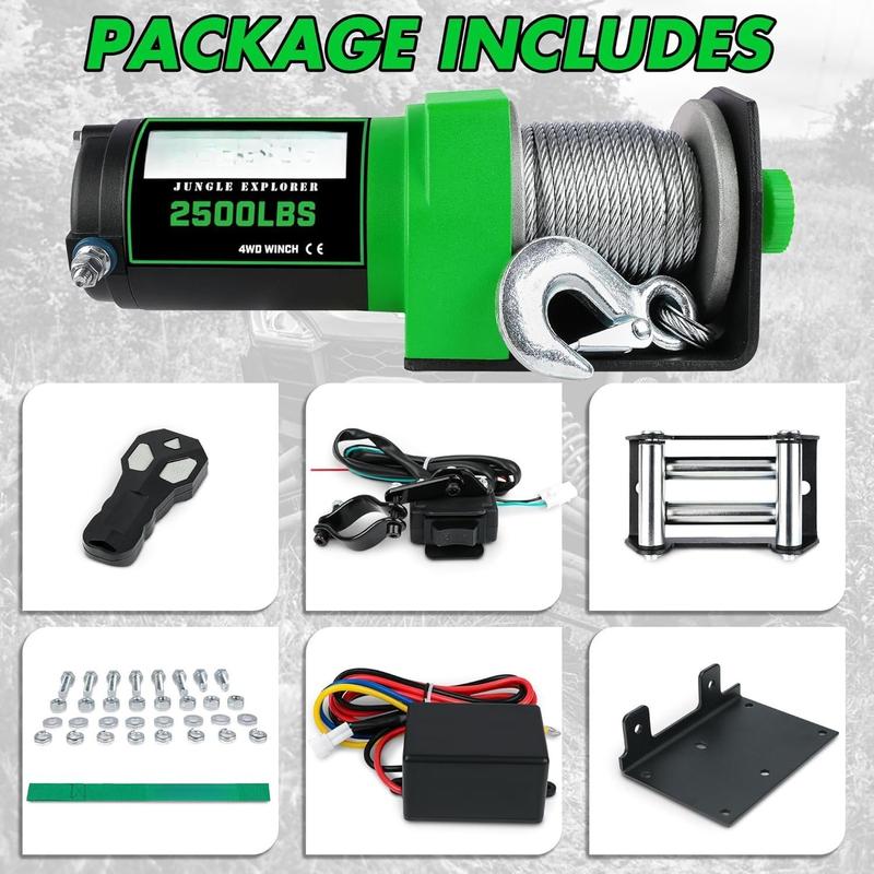2500 lb. ATV/UTV Electric Winch, 12V  Steel  Winch,Electric Winch with Wired Remote and  Remote for ATV UTV Towing,Boat,Off-Road