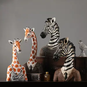 Nordic-style zebra animal ornaments, living room home decor, creative clothing store window soft decoration display, vintage props