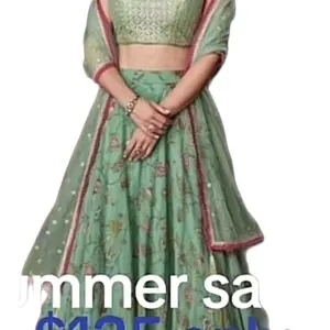 Printed Lehnga for Women with Embroidered Crop Top Blouse and Dupatta, Chiffon Fabric, Ideal for Womenswear - Shirts