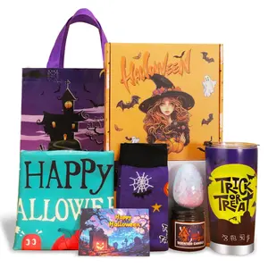 Boo Basket Gifts for Women,Halloween Ghost Set Happy Halloween,Trick or Treat Tumbler Halloween Socks Halloween Scented Candles Funny Gifts Set for Friends, Sister,Coworker Halloween Party Supplies