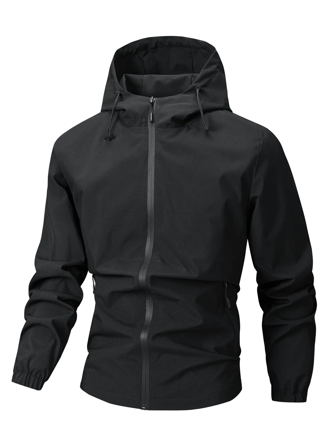 Men's Outdoor Waterproof Windproof Outerwear, Hooded Sports Jacket, Simple Solid Color Hardshell, Ideal for Hiking Cycling Commuting, Sport Outdoor Clothing