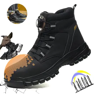 Waterproof Safety Boots Men Indestructible Steel Toe shoes Anti-smash Stab-resistant work Shoes new steel toe work boot  all-season outdoor Roofing Shoes advanced non-slip traction industrial construction