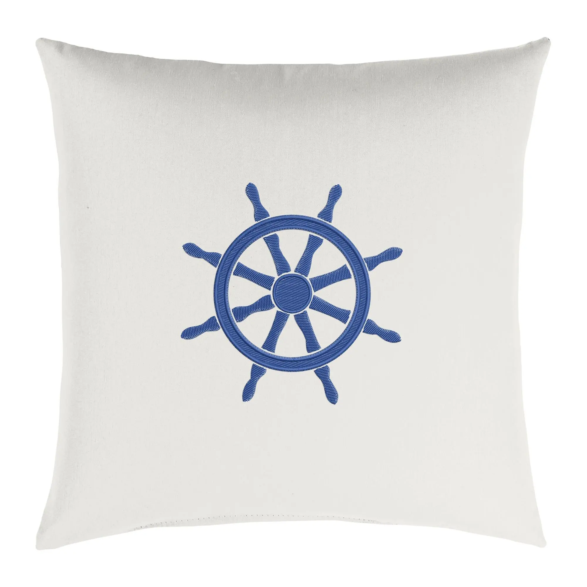 Sunbrella Indoor/Outdoor Embroidered Ship WheelPillow