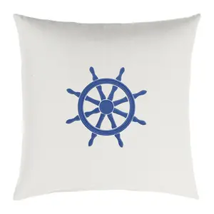 Sunbrella Indoor/Outdoor Embroidered Ship WheelPillow