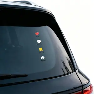 2Pcs Social Media Car Window Sticker with Heart Message Yellow Arrow Icons for Vehicle Decoration Enhance Style Easy Apply Personalize
