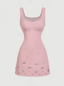 Elegant Cute Short Fitted Dress with Rhinestone Decoration, Formal Party Wear, Gothic Style, Wedding Evening Gown, Fashionable Sweet Lolita Ll168, Womenswear