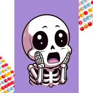 5D DIY Full Drill Round Diamond Painting - Diamond Painting Kit Cartoon Skull Mosaic Canvas DIY Wall Art, Home Wall Decoration