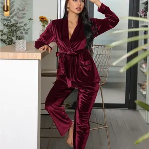 Basic Longsleeves Comfort Homewear Womenswear Fleece-Lined Loungewear Suit, Nightwear Pajama Set, Minimalist luxury loungewear suit chic Fit Velvet
