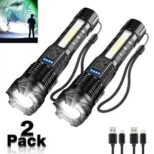 Rechargeable LED Flashlight - 7 Modes, IPX6 Waterproof, Robust Handheld Torch for Outdoor Adventures, Emergencies, Camping with Laser