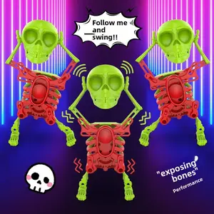 Dancing Skeleton (2-pack), Clockwork Toy Three Dimensional Dancing Skeleton Figure, Trick and Fun Toy Pendant, Creative Stress Relief Clockwork Swinging Skeleton Toy