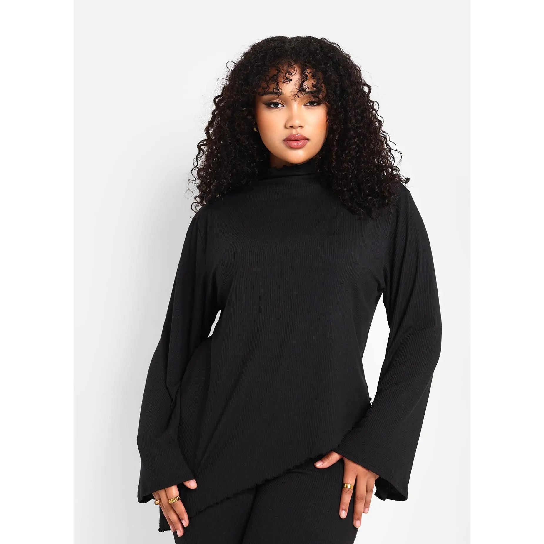 Maddie Ribbed Asymmetrical Top