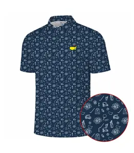 Masters 2026 Pattern Navy Golf Polo Shirt Short Sleeve Print Fan-made Gift for Men