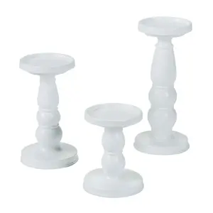 White Candle Holder Set - 3 Pc.