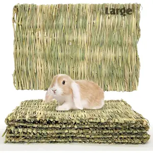 Grass Mat 15.75"x11" Large  Woven Hamster Grass Bed Nest Small   Bedding Hay Mat Chewing Play  for Guinea Pig Chinchilla   Hedgehog(6 Pack)